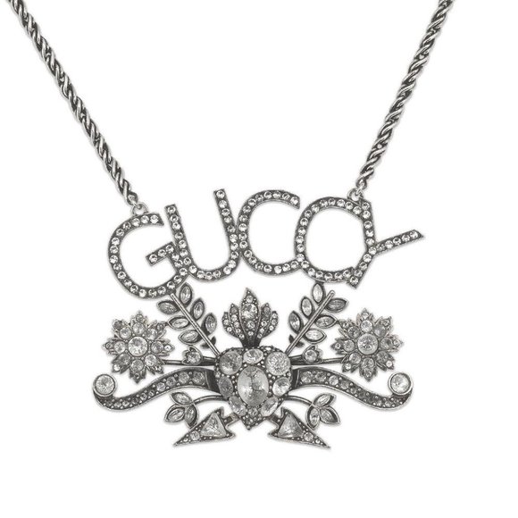 Gucci GUCCY Crystal Necklace in Silver